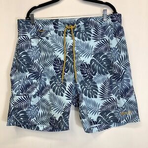 Duluth Trading Co Men's Size 38 Board Shorts Swim‎ Trunks Leaves Print 9" Inseam